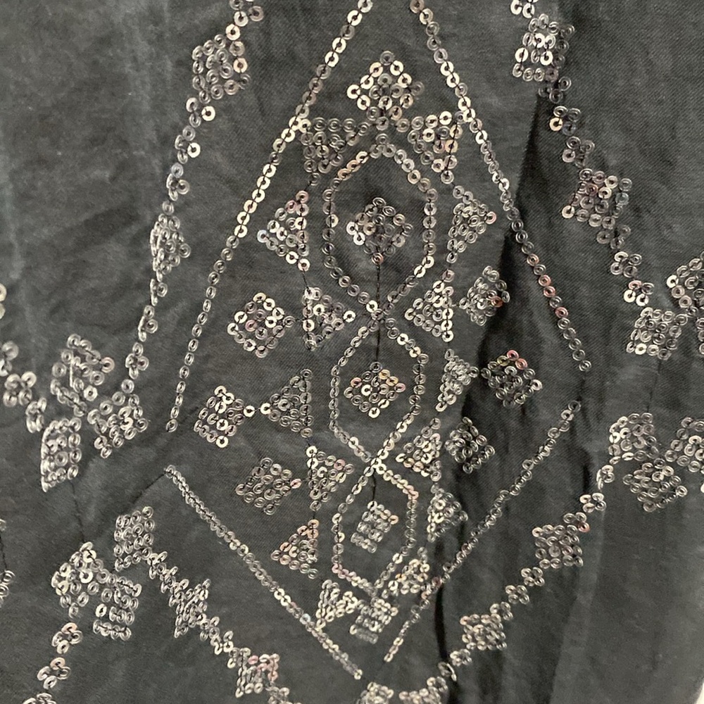 Chicos black Cotton Sequined lightweight boho beach cover Dress tunic top XL - Picture 12 of 16